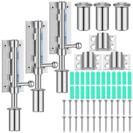 Tandefio 3 Pack 6.3 Inch Slide Bolt Gate Latch with Padlock Hole 304 Stainless Steel Barrel Bolt Latch Heavy Duty Door Security Lock Thickened Door Latch Hardware for Barn Fence Shed Yard (Silver)