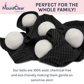 Mountclear Wool Dryer Balls-Lavender Scented Oil Fabric Softener-All Natural,Chemical Free and Hypoallergenic Reusable Washer Balls-Shorter Drying Time Saves Time and Money-Laundry Balls