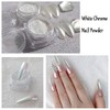 2 Boxes White Pearl Chrome Nail Powder, Mirror Effect Aurora