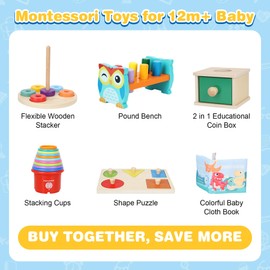 Dulsaera Montessori Toys for 1 Year Old, 6-in-1 Baby Toys 6-12 Months Educational Toys for 1 Year Old Developmental Learning Toy Infant Birthday Gifts for Boys Girls Babies