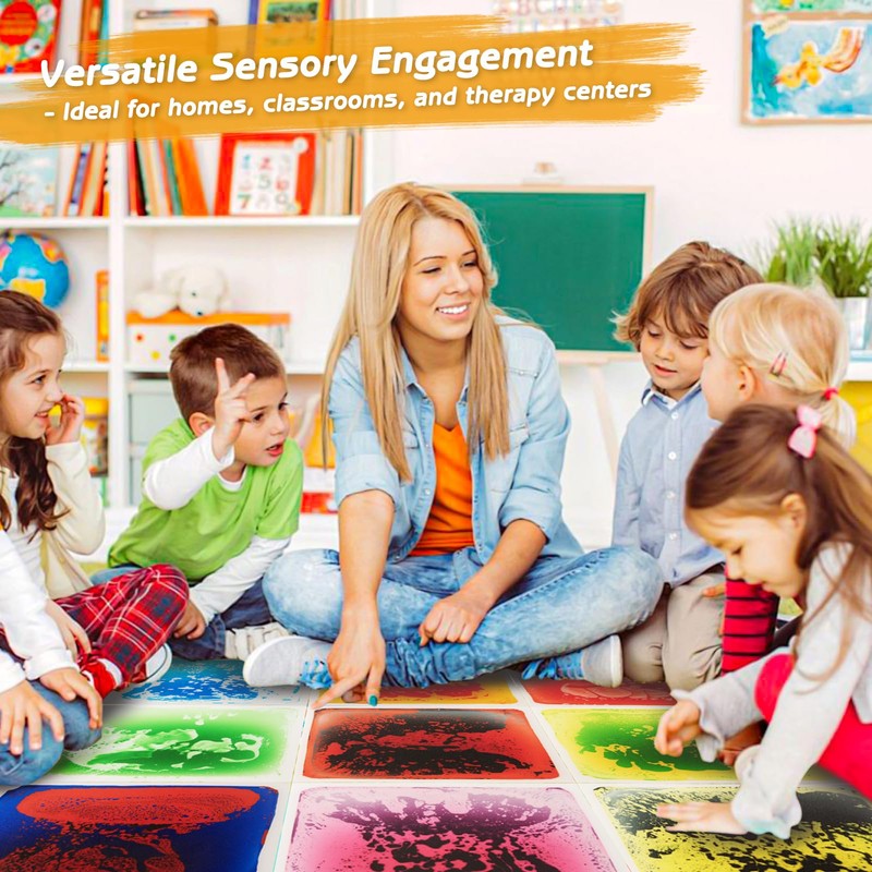 WOWSTAR 12" x 12" Sensory Floor Tiles, 9 Sensory Tiles,