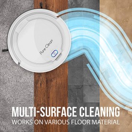 Pure Clean Slim Rechargeable Electric Robo Vacuum Cleaner w, Self Programmed Navigation Anti-Fall Sensors - Carpet, Hardwood, Linoleum, Tile, PUCRC25PLUS