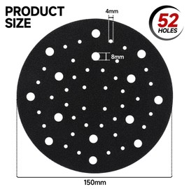 Shineboc Professional 2 pcs Pad Savers 52 Holes for Sander Replacement Cushion Pad Impact-Resistant Noise Reduction Protection Polisher for Hook & Loop Random Orbital (150mm)