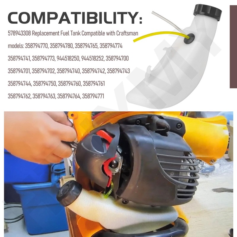 578943308 576764901 526222201 545100401 Fuel Tank Compatible with Hus-qvarna BVM200VS,
