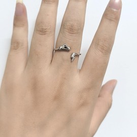 Izpack Fashion Lightning Bolt Cloud Open Wrap Ring 925 Sterling Silver Adjustable Flash Thunder Stacking Statement Finger Rings Bands Minimalist Birthday Jewelry Gifts for Women Daugher