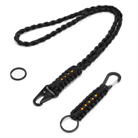 HOSHARM Tactical Paracord Badge Lanyard - Heavy Duty Keychain Neck with Light-reflective Trim & Clip Key Ring for Badge Holder & Key
