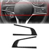 2pcs Steering Wheel Button Decorative Cover Trim Carbon Fiber Fit