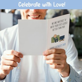 Funny Fathers Day Card For Dad, Grandpa, Uncle, Husband From Adult Daughter, Son, Wife, Happy Father's Day Gifts For Cat, Dog Dad, Birthday, Valentines Paw Greeting Cards 8"x5.3" (Watch TV)