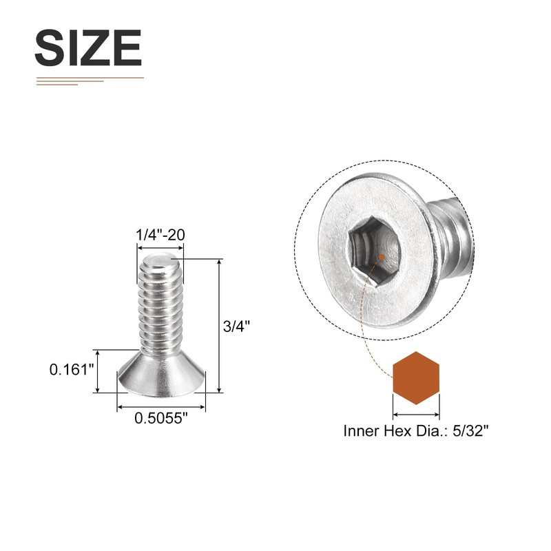 DTGN 20 Pack 1/4-20 x 3/4" Head Socket Cap Bolts