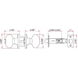 Design House 740498 Egg Privacy Bed and Bath Door Knob with Universal 6-Way Latch, 6"L x 2.6"W, Oil Rubbed Bronze
