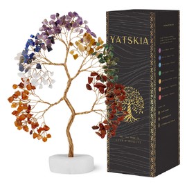 Seven Chakra Tree of Life Decor - Crystals and Healing Stones for Positive Energy, Gemstone Crystal Tree, Thoughtful Birthday Gifts for Women