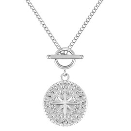 BONNYBIRD® Compass Women's BonnyCompass Necklace - Premium Necklace Women's with Compass Pendant Made of Stainless Steel in Silver, Gold and Rose Gold, 100% Waterproof and Skin Friendly, Stainless
