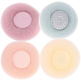 Healvian 4pcs Bath Scrubber Exfoliating Shower Tool Cup Design for Easy Use Comfortable Bathing for Family Skin Cleansing and Back Scrubbing