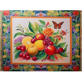 Fruit Bouquet Pattern A952 Accent Tile Mural Kitchen Bathroom Wall Backsplash Behind Stove Range Sink Splashback One Tile 8"x6" Ceramic, Matte