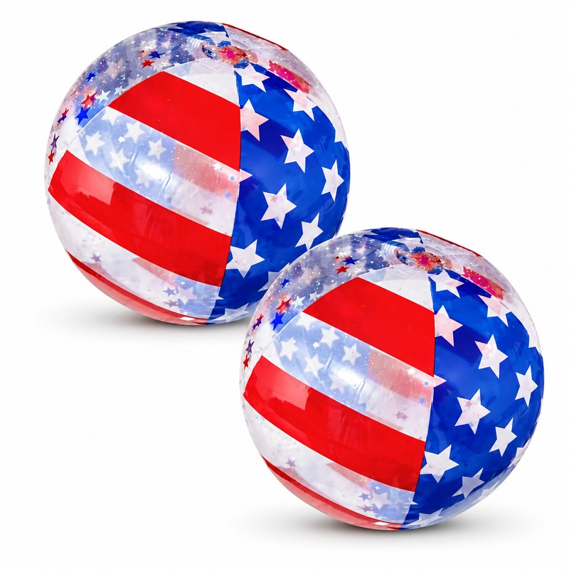 2-Pack Patriotic Beach Balls for Pool Parties – 20-Inch Confetti