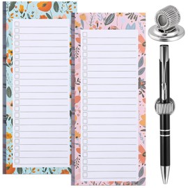 Zuimei 2 Pack Magnetic Shopping List Pad&1 Magnetic Pen Clip 100 Tear Off Sheets Magnetic Grocery List Magnetic Notepad Magnetic Pen Holder for Fridge