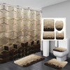 LQCOOL 4Pcs Brown Gradient Shower Curtain Set, Modern Geometric Shower