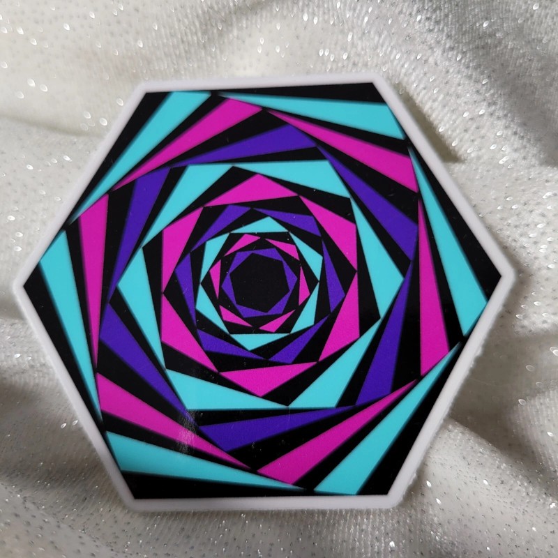 Moonlight Jade STKR083 Twisted Hexagon Black Aqua Magenta Purple Twists