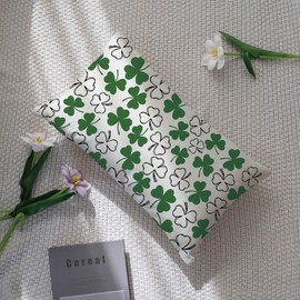 Ogiselestyle St Patricks Day Shamrock Throw Pillow Cover, 12 x 20 Inch Clover Cushion Case Decoration for Sofa Couch