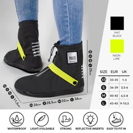 PERLETTI Shoe Covers Reusable Waterproof for Rain Snow Mud Overshoes Black Reflective Non-Slip Reusable Resistant Low Galoshes Women Men, lime green