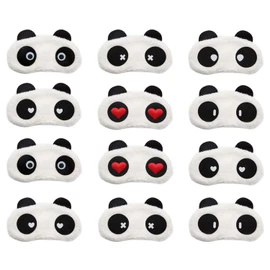 Paquete de 12 máscaras para dormir Panda con ojos vendados con correa elástica para siesta