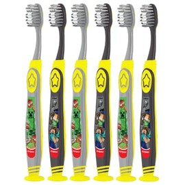 Colgate Kids - cepillo para polvo de dientes manual de Minecraft, cerdas extra suaves, para niños con ventosa, niños de más de 5 años, extra suave (los colores y los personajes varían), 1 unidad