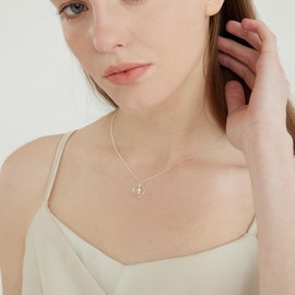 YixNahz Dainty 925 Sterling Silver Cross Necklace for Women, Trendy Womens Cross Necklace for Men Simple Silver Pendant Link Chains for Teenager Birthday Jewelry Gifts (Silver - Simple Circle Cross)