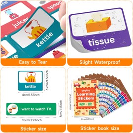 TIME X- English Learning Stickers for Kids 3+, Sight Words, Early Childhood Education, English Vocabulary Words Stickers, Toddler Sticker with Patterns, Reusable Labels (English Learning Stickers)