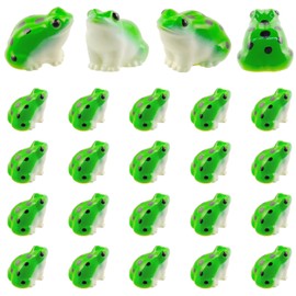 Exasinine 20 Pcs Mini Resin Frogs Cute Green Frog Miniature Figurines Animals Model Fairy Garden Miniature Moss Landscape DIY Terrarium Crafts Ornament Accessories for Home Décor