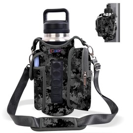 icolor Magnetic Gym Bag Water Bottle Holder with Phone Pockets,5 Built-in Magnets Gym Magnetic Bag Pouch Attach to Fitness Equipment,Diameter 3.9" Bottle Carrier Sling Bag