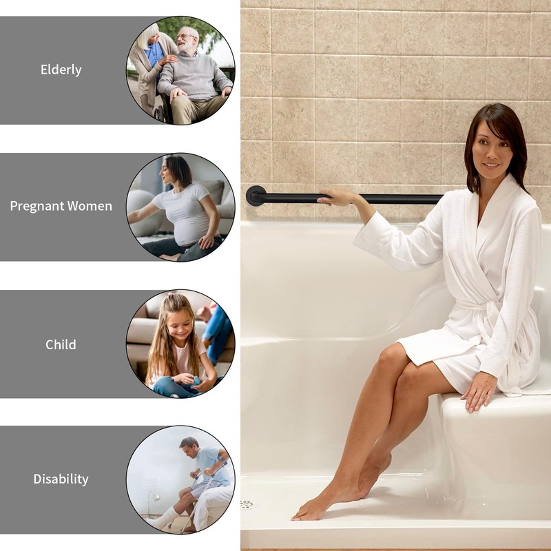 2 Pack 40 Inch Black Shower Grab Bars, ZUEXT Stainless