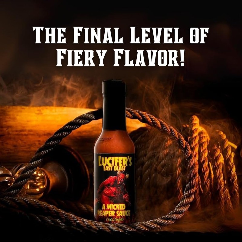 Hellfire Lucifer's Last Blast A Wicked Carolina Reaper Sauce, Gourmet,