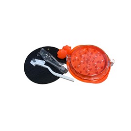 Chicken Shredder Tool Set with Twist Shredder, Brush, Tong, Base Mat, and Transparent Lid (Orange)