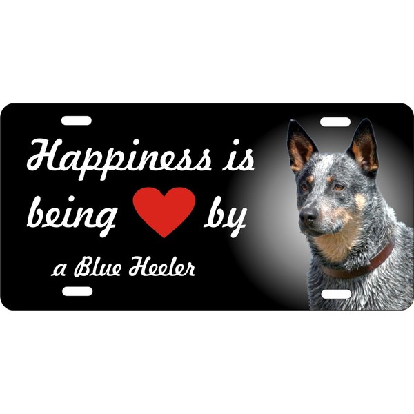ATD Design LLC Novelty License Plate Happiness is Being Loved by a Blue Heeler Dog