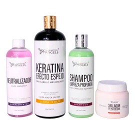 Kit Efecto Espejo Gold ,sellador,neutralizador,shampoo Lp