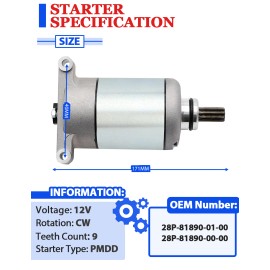 Motorsupermarkets Starter for Yamaha Kodiak 700 2016-2023 All Models with Relay