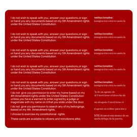 Kocak Gold 10 PCS Know Your Rights Immigration Red Card - Constitutional Rights Reminder for Immigration Encounters - English Spanish Legal Protection Card
