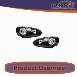 GXYWADY Headlight Assembly Replacement for 2010-2014 Golf/Jetta Sportwagen(MK6) Headlights Left and Right Side 5K0941005C, 5K0941006C