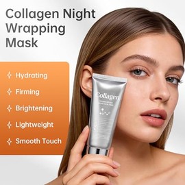 Máscara de colágeno para envolver la noche, mascarilla facial con péptido de colágeno hidrolizado glicerol, máscaras faciales hidratantes para mejorar