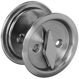 Kwikset 335 15 RND PCKT DR LCK Round Bed/Bath Pocket Door Lock in Satin Nickel
