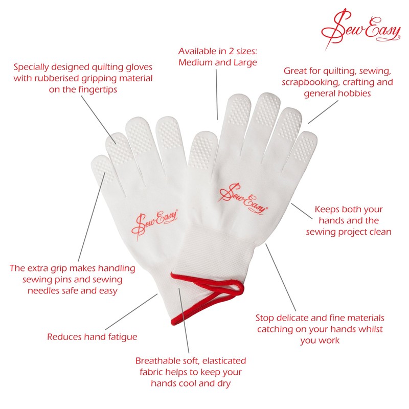 Sew Easy Quilting Gloves – Medium to Large 23.5cm 9”