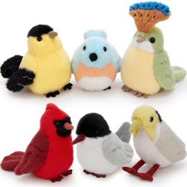 Muiteiur 6 Pcs Bird Stuffed Animals Set,6 Inch Soft Plush Toy, Stuffed Animal Bulk for Kids Boys Girls, Bird Lovers, Birthday Theme Decor
