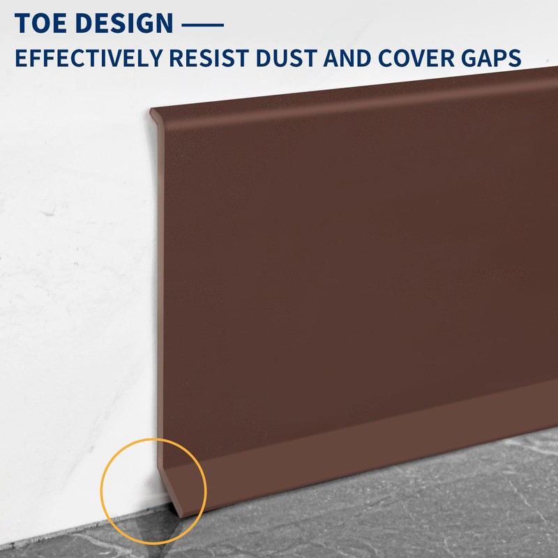 Heonay Flexible Baseboard Molding Trim 6 Inch Self-Adhesive Vinyl Wall