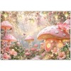 YCUCUEI 7x5ft Fabric Pink Mushroom House Forest Fairy Tale Backdrop