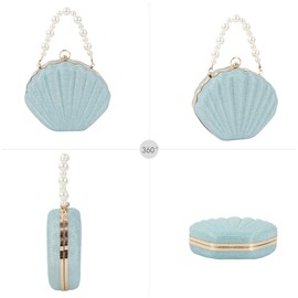 MilyaDE Women's Transparent Clutch Acrylic Clear Shell Purses Transparent Shoulder Bag Shoulder Bags Handbag with 2 Beads Chains, B-glitter blue