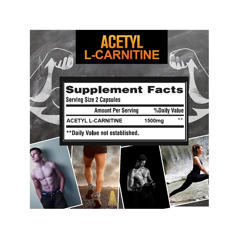 Acetyle L-Carnitine 1000mg 240Capsules Energy Production Supplement High Potency
