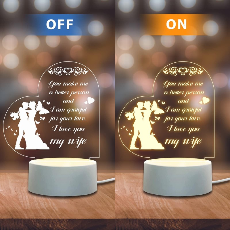 ZNDFTW Wife Gifts from Husband, Night Light, Romantic Text, Valentines