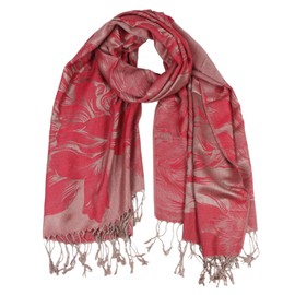 TZ Promise Women's Pashmina Shawls and Wraps Reversible Floral Flower Rave Scarf (Burgundy)