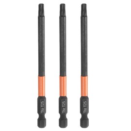 HARFINGTON 3pcs T25 Torx Head Screwdriver Bit 4" (100mm) Long 1/4" Hex Shank Magnetic No Hole Tamper Proof 6 Point Star Screw Driver Drill Bits Phosphate S2 Steel Industrial Power Tools