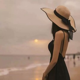 Upstore Womens Wide Brim Floppy Beach Hat UPF 50+ Foldable Straw Sun Hat with Black Ribbon for Summer Travel Outdoor Activities